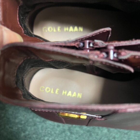 Cole Haan Holis Buckle Bootie Womens Size 11 B Burgundy Leather Ankle Boots NWT - Picture 5 of 8